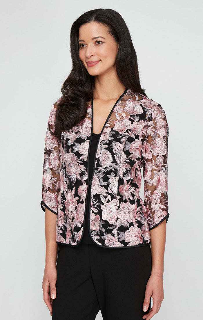 Alex Evenings 83171732 Top Twinset Floral Button Jacket
