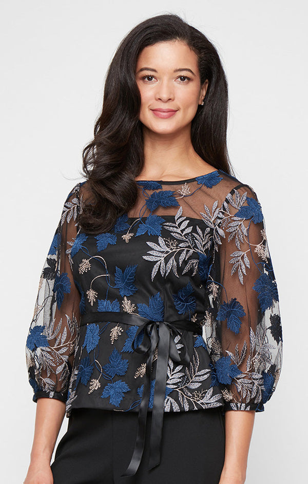 Alex Evenings 82171865 Crew High-Neck Mesh Formal