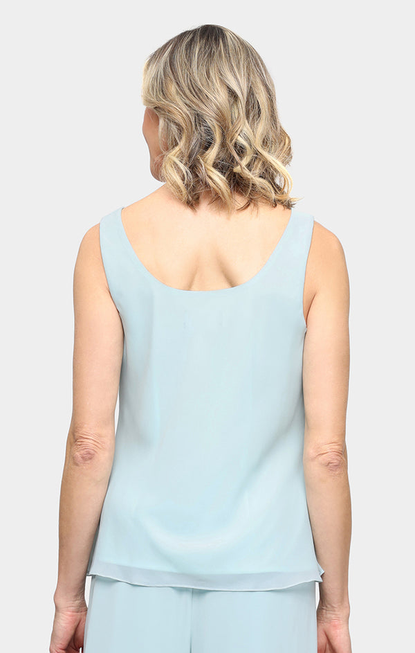 Fresh Mint Scoop Neck Hip-Length Chiffon Twinset with Embroidered Illusion Jacket Alex Evenings 83171963