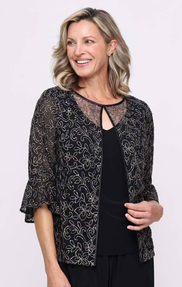 Alex Evenings 83171989 Crew/High-Neck Lace Formal