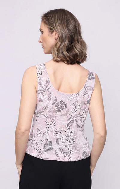 Shell Pink Mandarin Neckline Knit Twinset with Printed Slinky Glitter Jacket Petite Top Alex Evenings 82211652