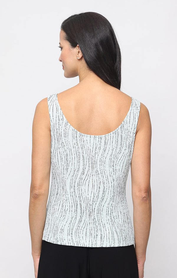 Fresh Mint Jewel Neck Hip Length Metallic Formal Top Twinset Alex Evenings 8225947