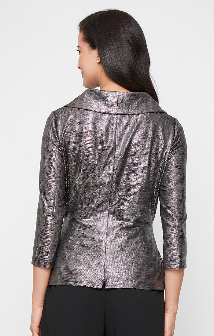 Top Metallic Formal Evening Top Gunmetal