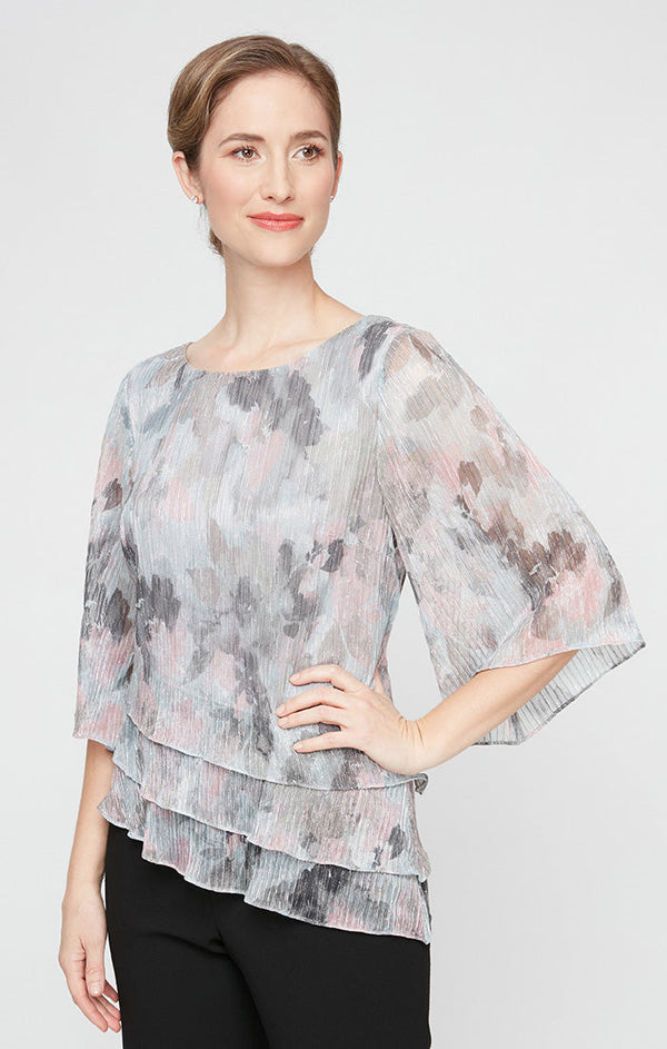 Alex Evenings 8327768 Top Formal Metallic Printed Blouse