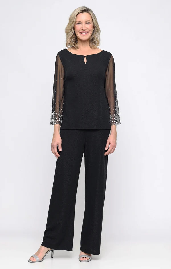 3/4 Sleeve Metallic Knit Blouse Alex Evenings 8327902