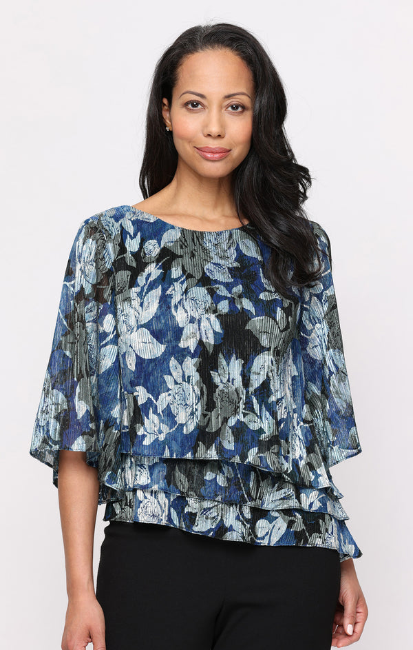 Alex Evenings 8227909 Crew/High-Neck Chiffon Formal