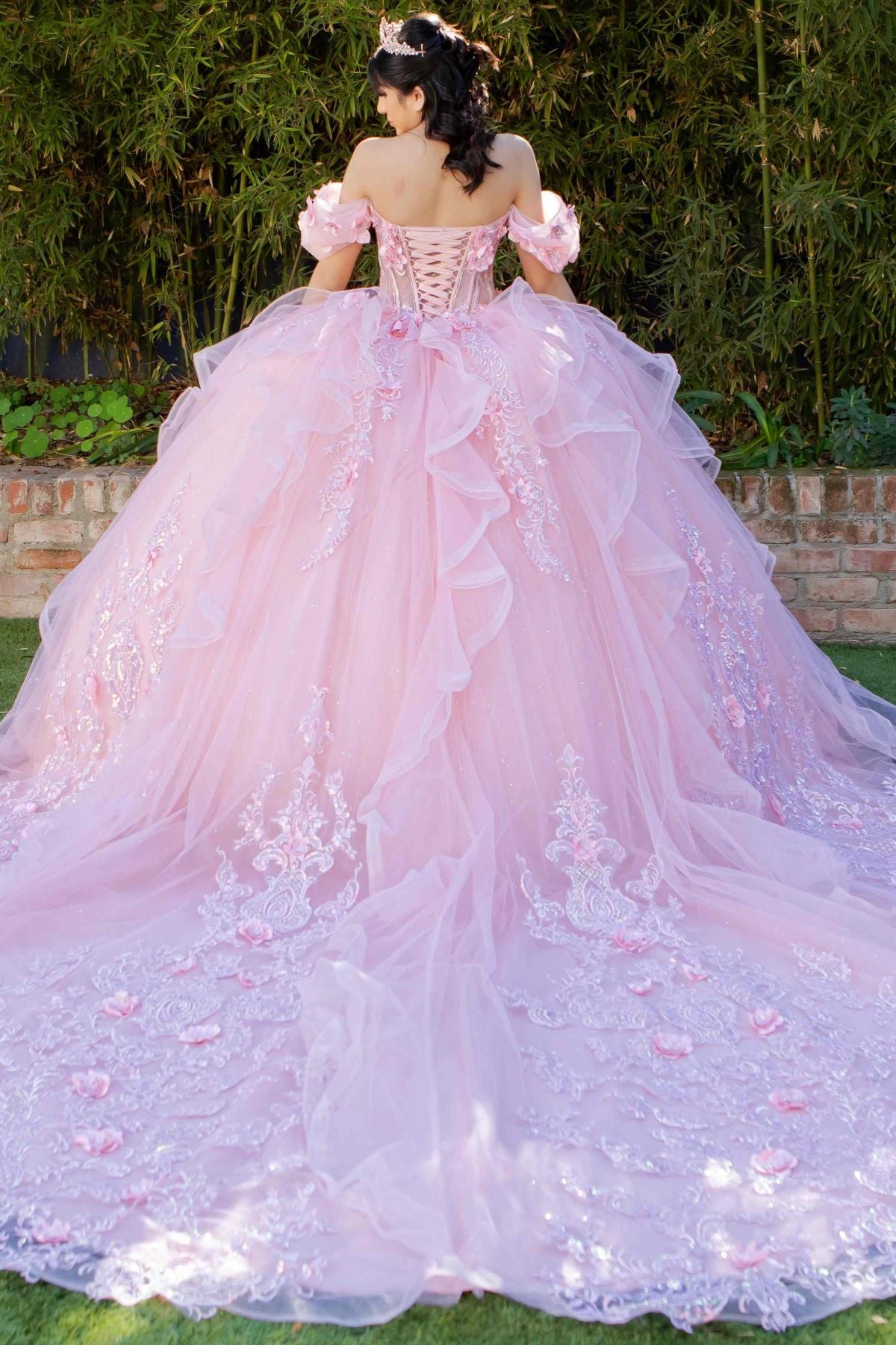 Cinderella Couture 8330J Long Ball Gown 3D Floral Quinceanera Dress