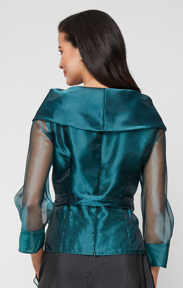Emerald Green V-Neck Floor-Length Organza Formal Dress Alex Evenings 8240318