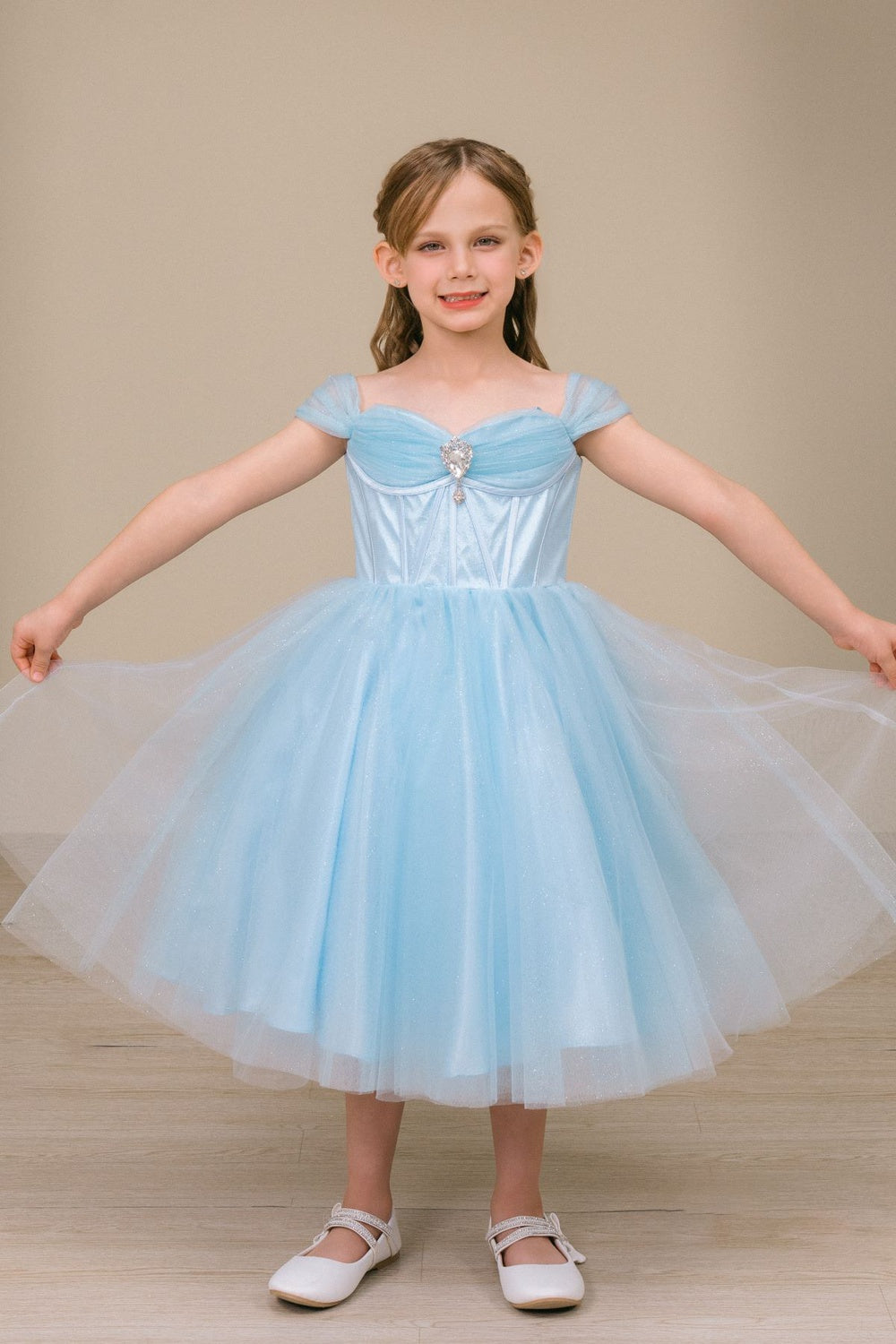 Flower Girl Dresses Beaded Corset A Line Flower Girl Dress Blue