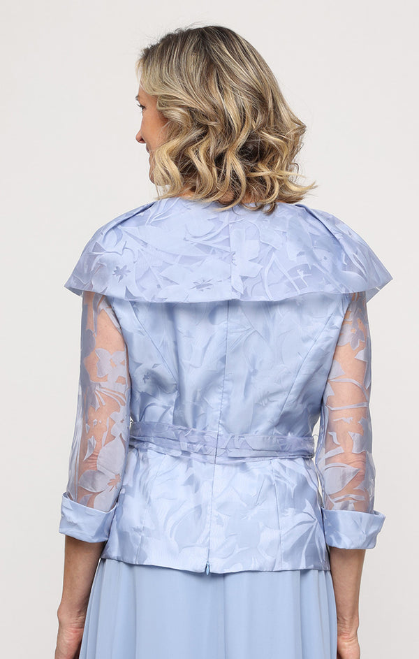 Hydrangea Top V-Neck Hip Length Organza Evening Bow Alex Evenings 8342015