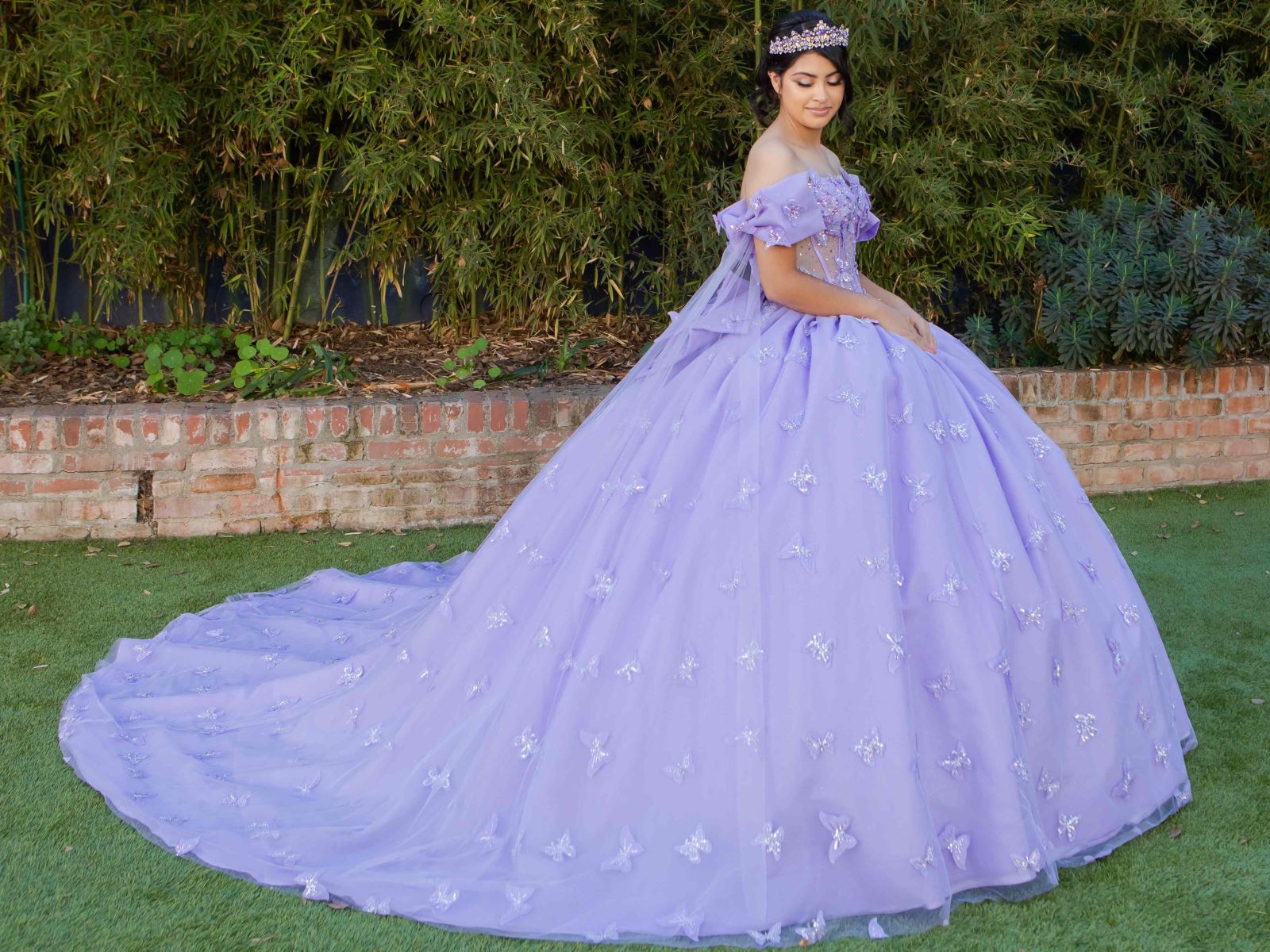 Cinderella Couture 8350J Long Applique Quinceanera Cape Ball Gown