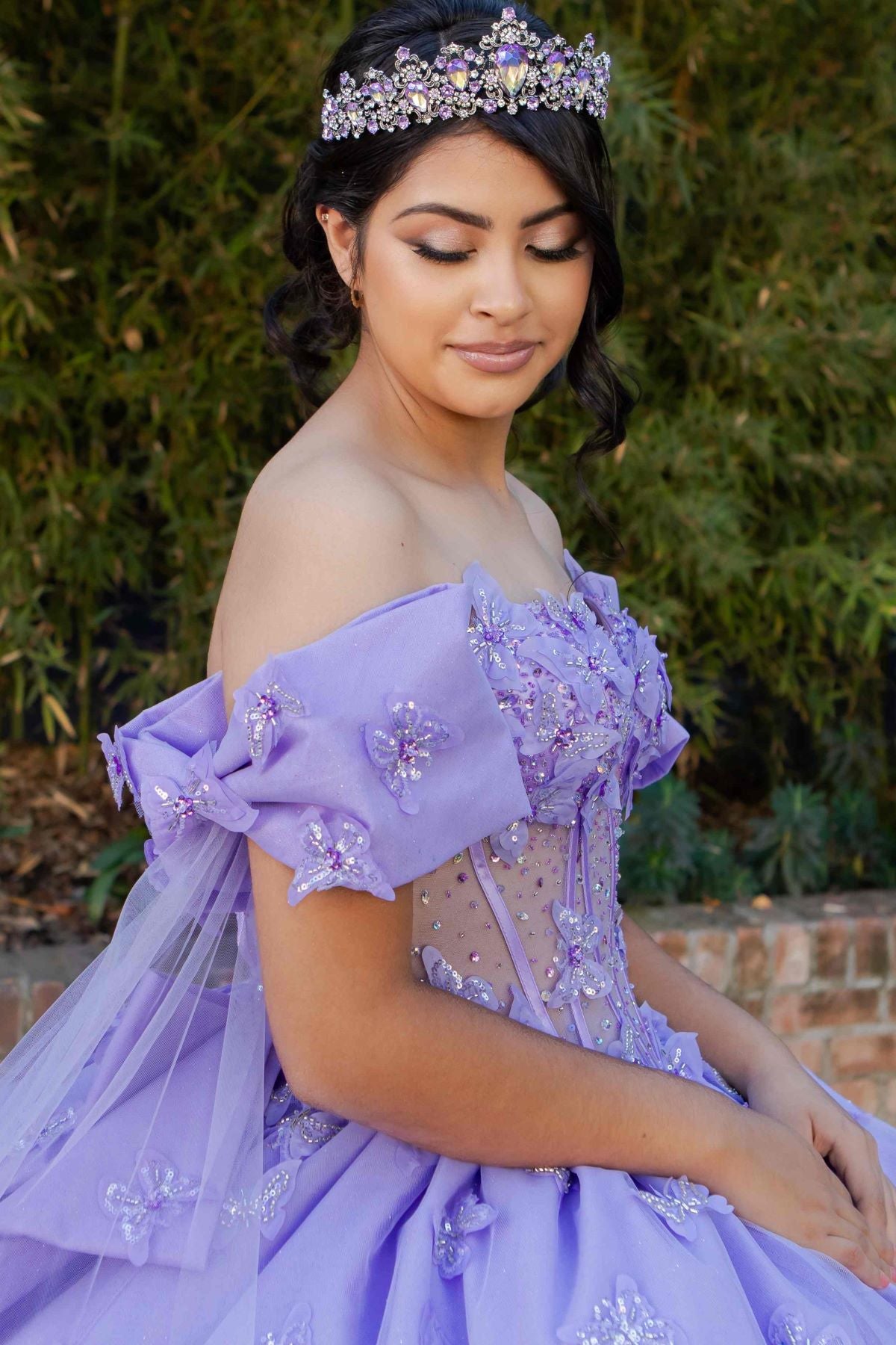Cinderella Couture 8350J Long Applique Quinceanera Cape Ball Gown