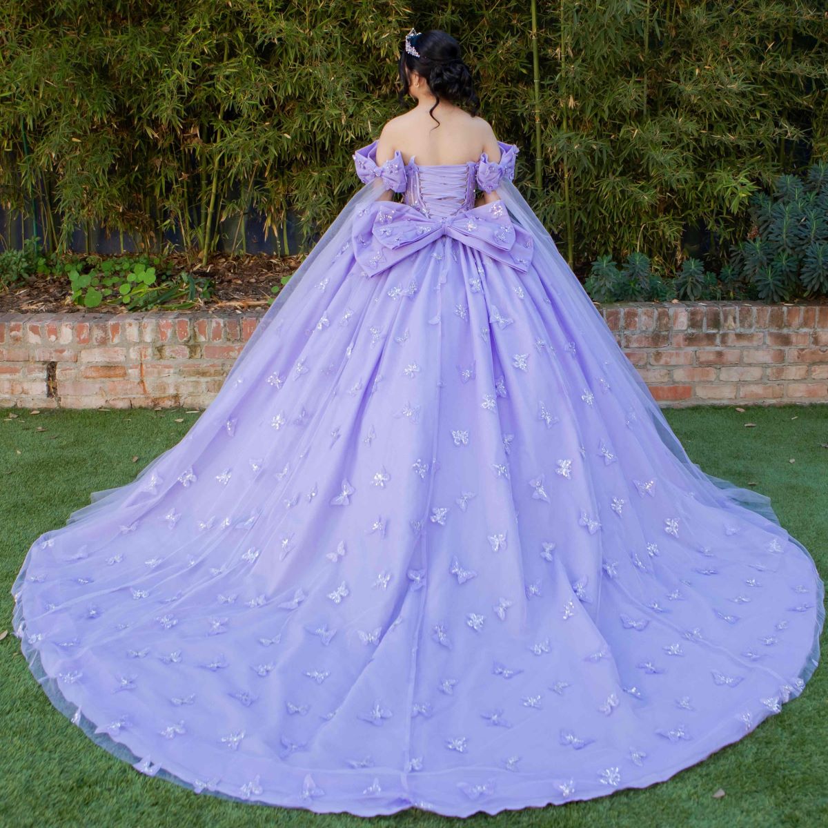 Cinderella Couture 8350J Long Applique Quinceanera Cape Ball Gown