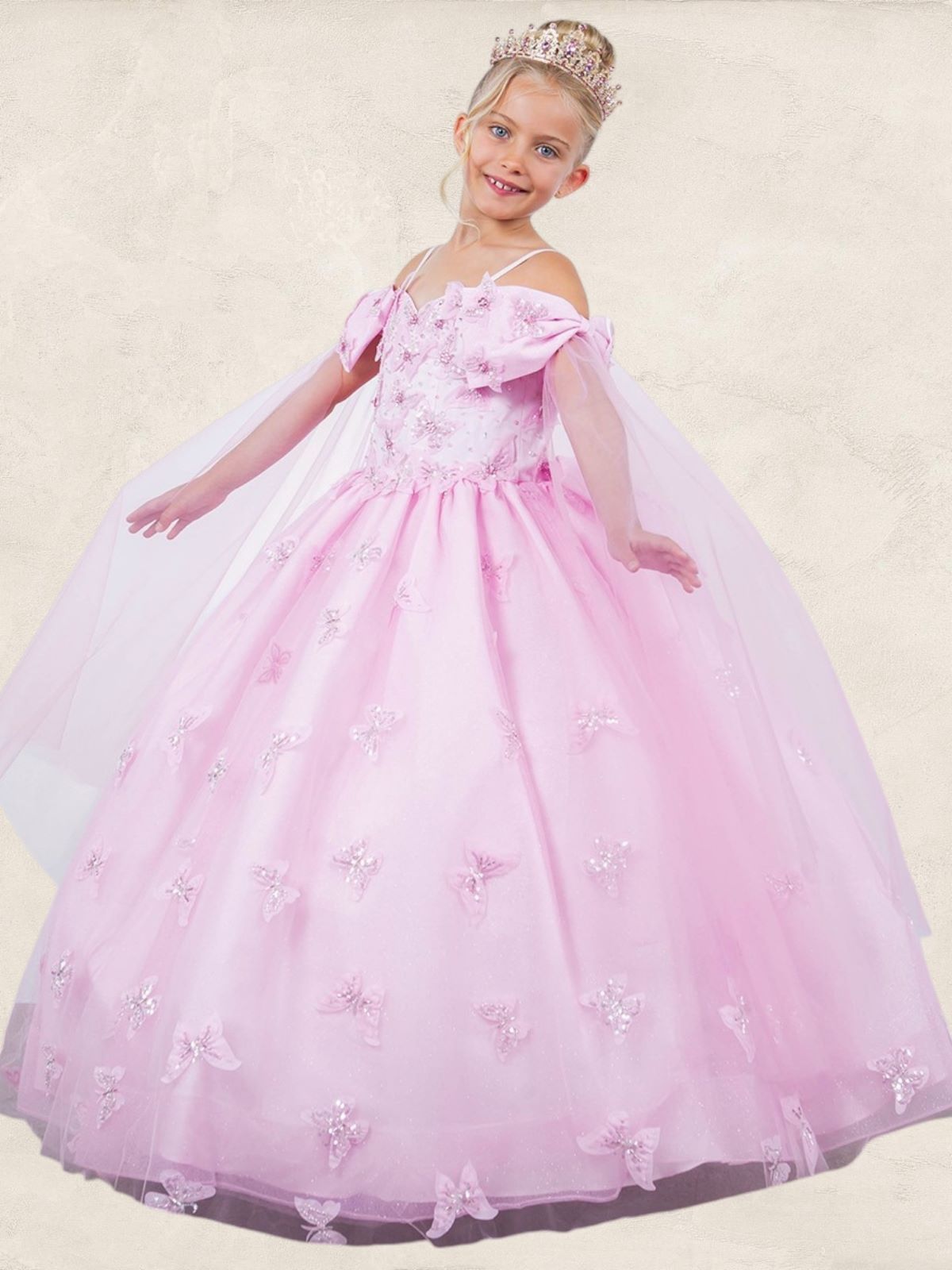Cinderella Couture 8350 Butterfly Applique A Line Flower Girl Dress