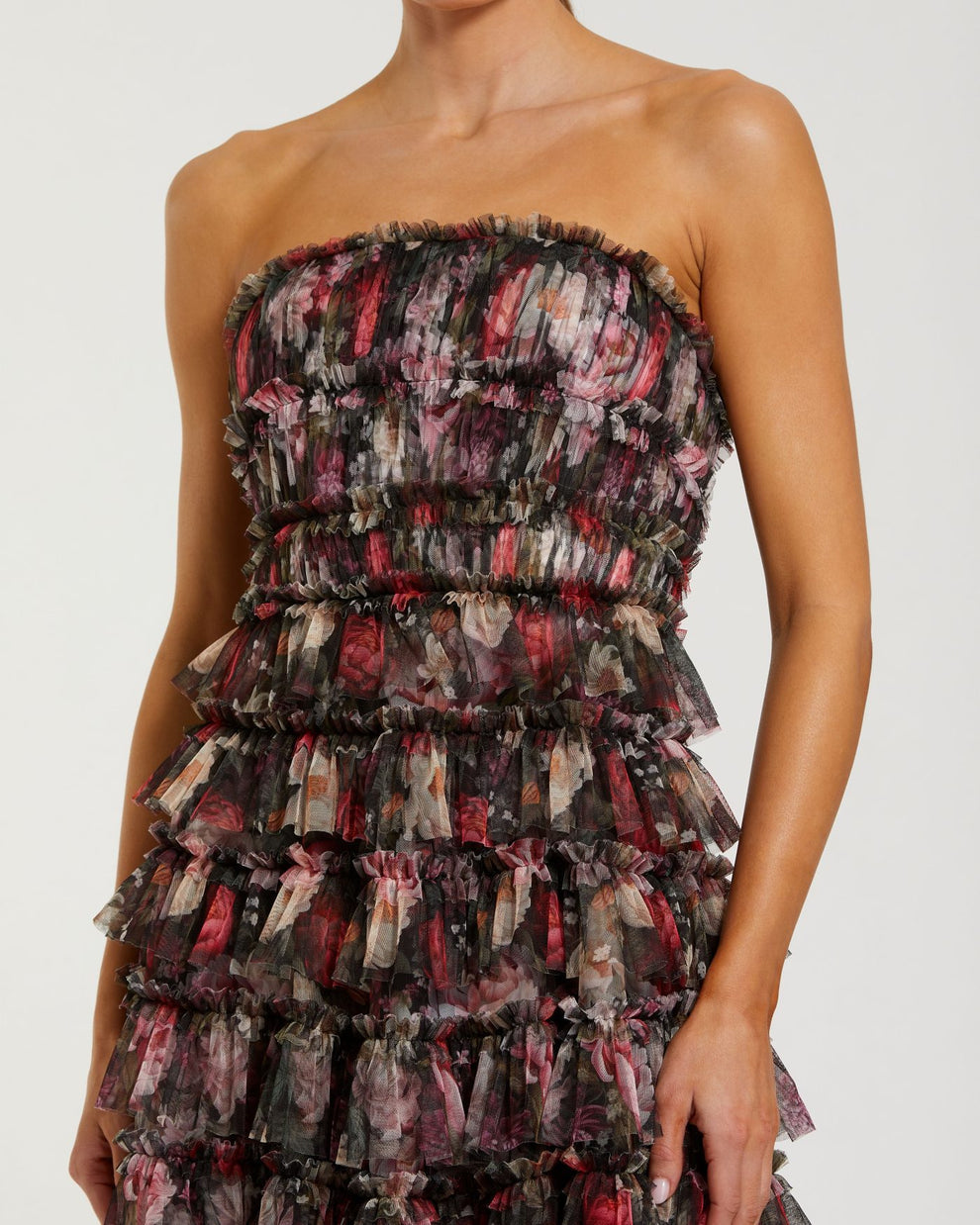 Cocktail Dress Sequin Floral Ruffle Cocktail Dress Black Multi