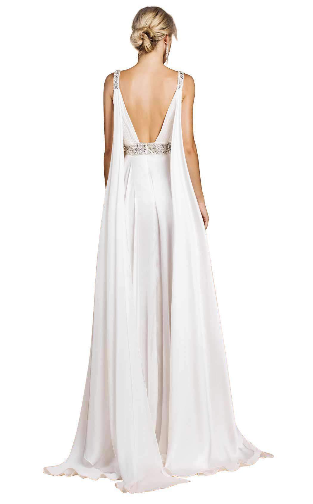 V-Neck Floor-Length Satin Wedding A-Line LaDivine A0065