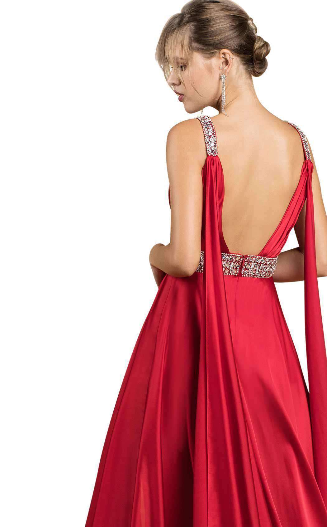 V-Neck Floor-Length Satin Prom Mermaid LaDivine A0065