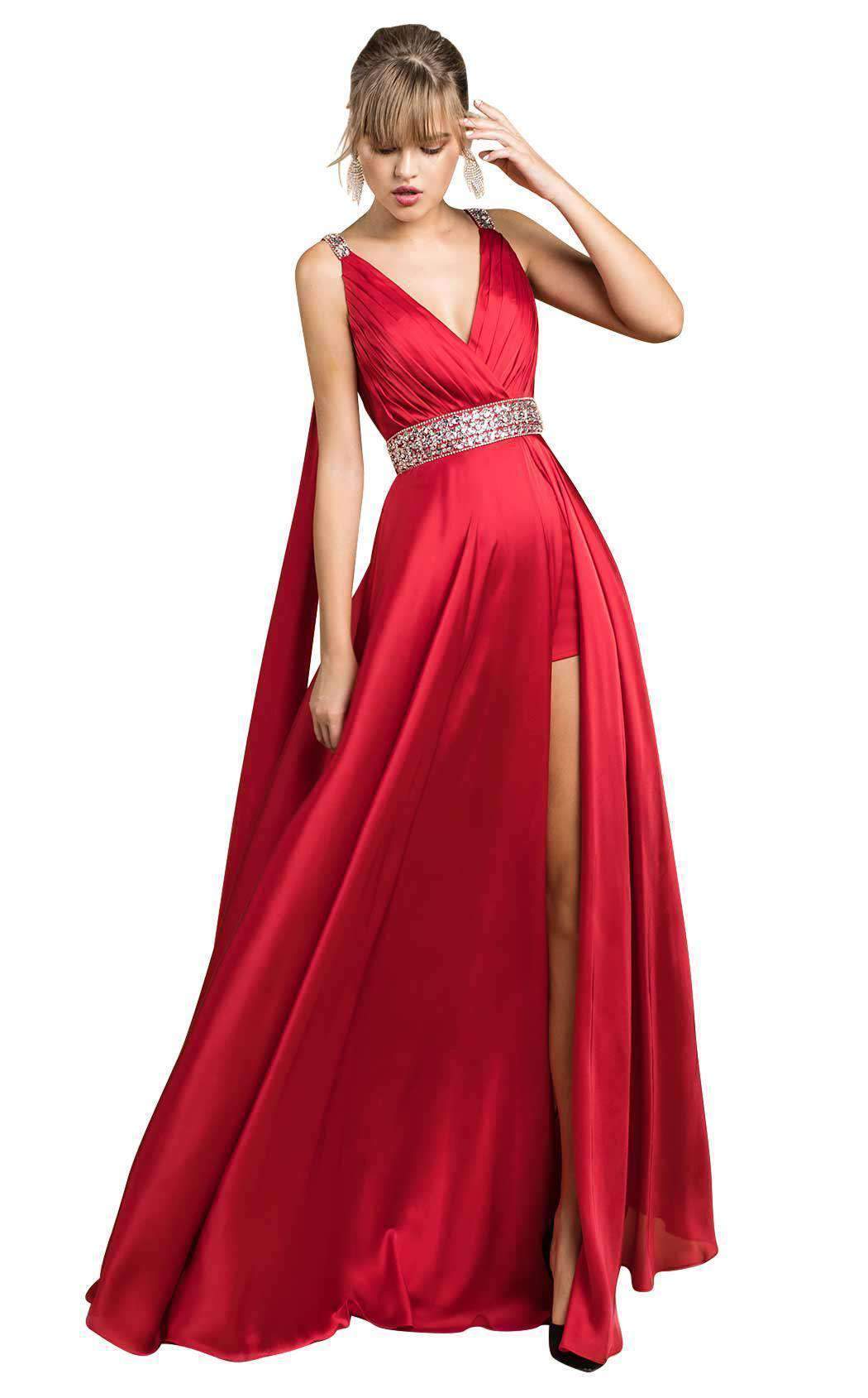 V-Neck Floor-Length Satin Prom Mermaid LaDivine A0065