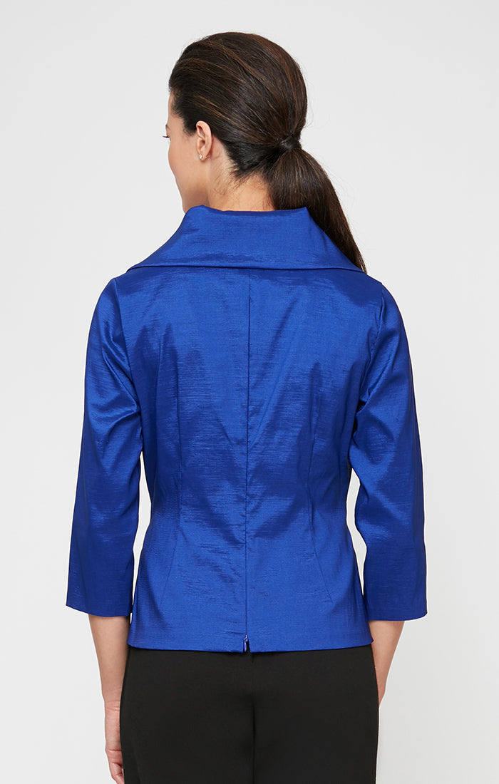 Top Shawl Collar Waist-Length Taffeta Formal Top Wrap Jacket Alex Evenings 8366625 Royal
