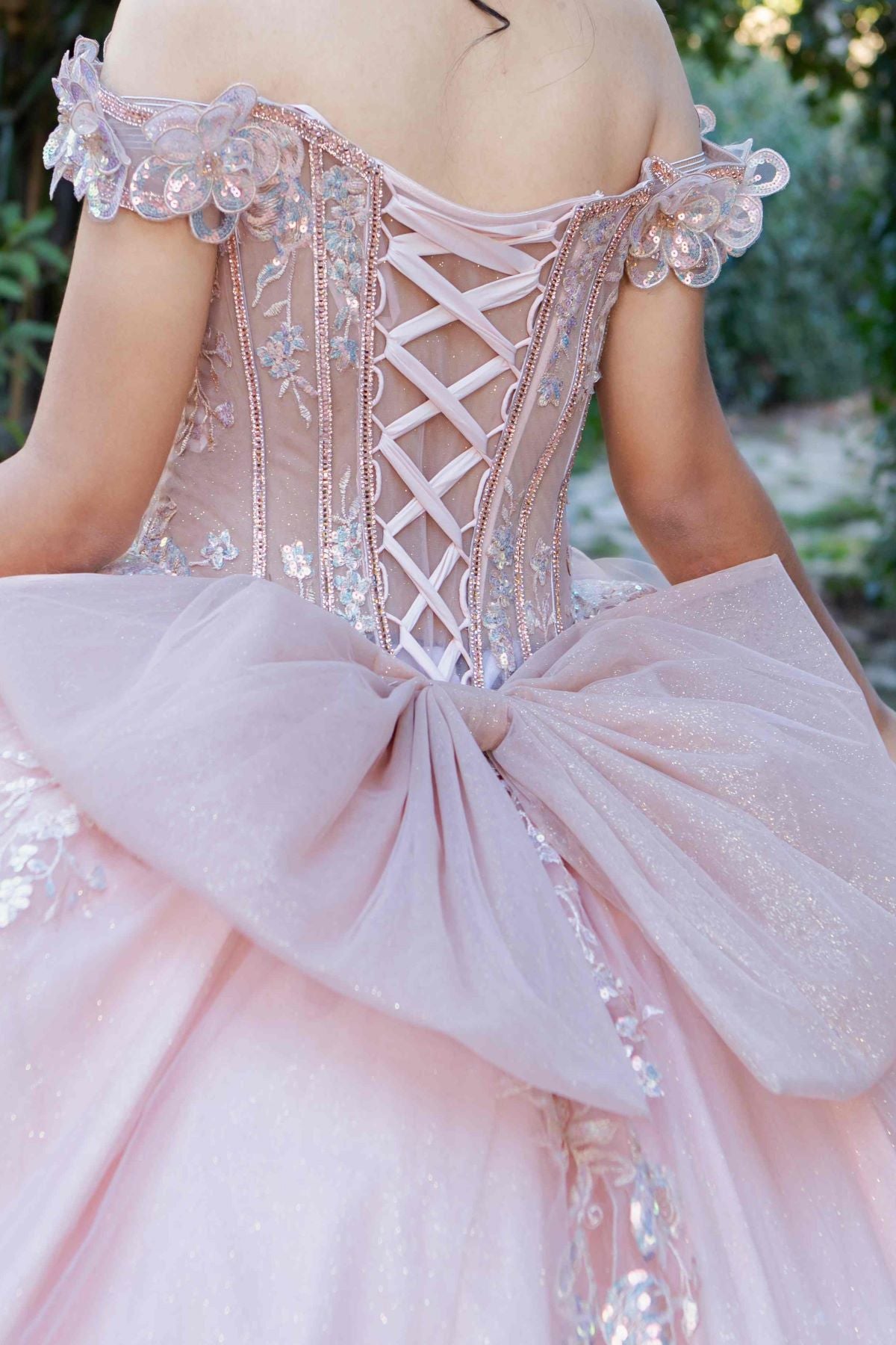 Quinceniera Dresses Ball Gown Sequin Floral Applique Quinceanera Dress Cinderella Couture 8370J Rose Gold