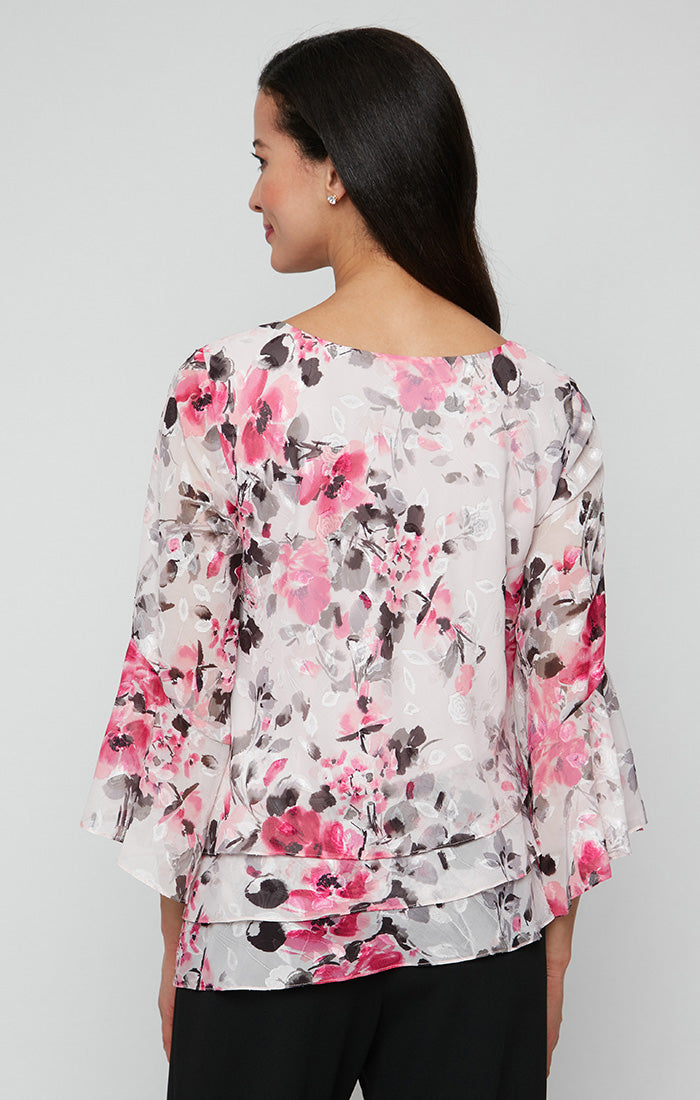 Alex Evenings 8375958 Printed Formal Top Blouse
