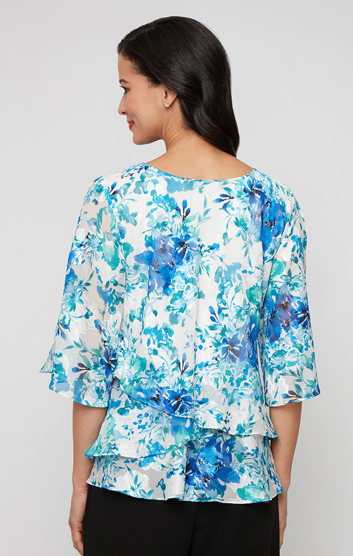 Alex Evenings 8375959 Formal Printed Floral Top Blouse