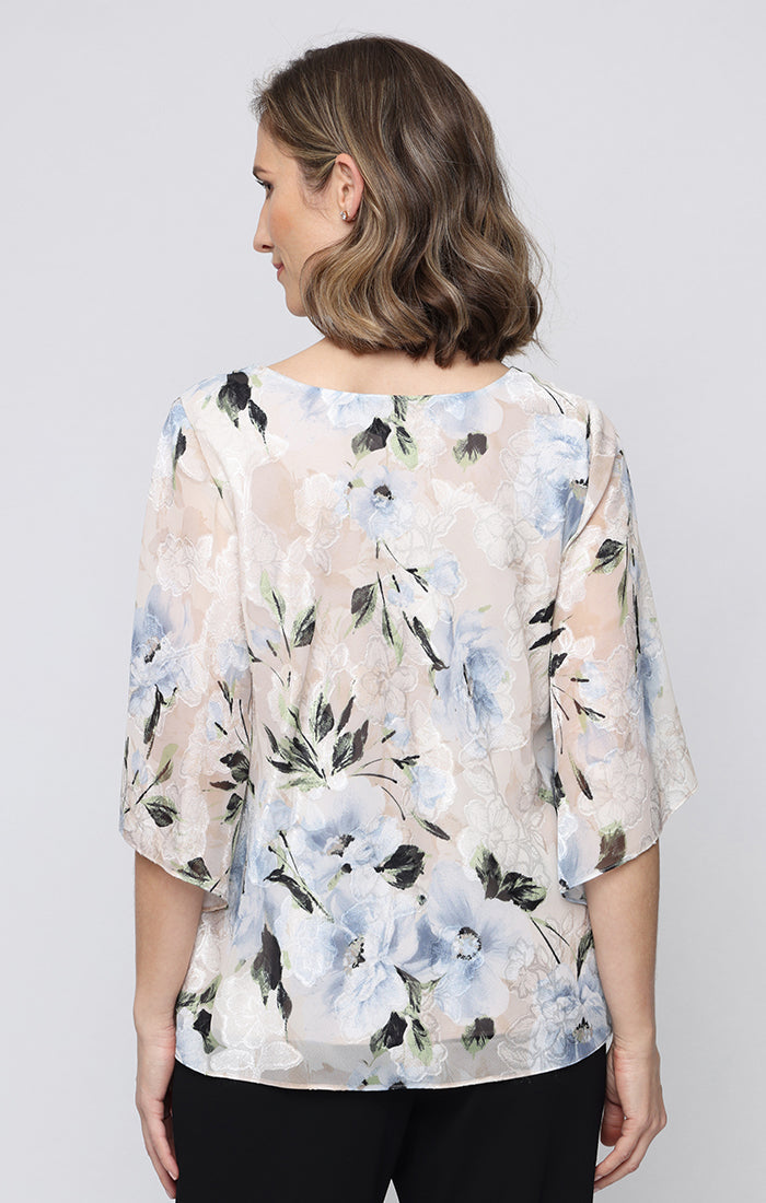 Top Floral Print Formal Evening Top Alex Evenings 8375987 Taupe Multi