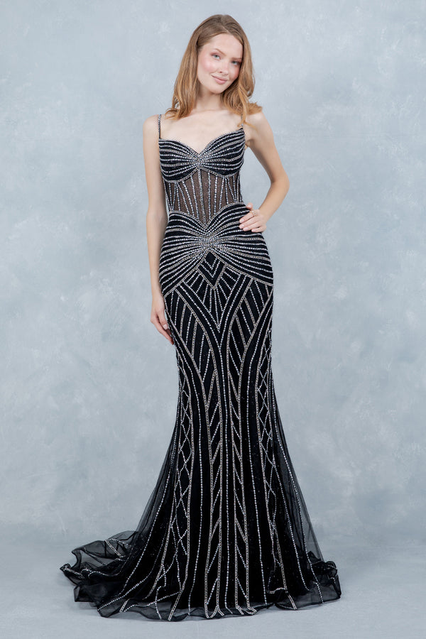 Long Beaded Formal Corset Mermaid Prom Dress Cinderella Couture 8376J