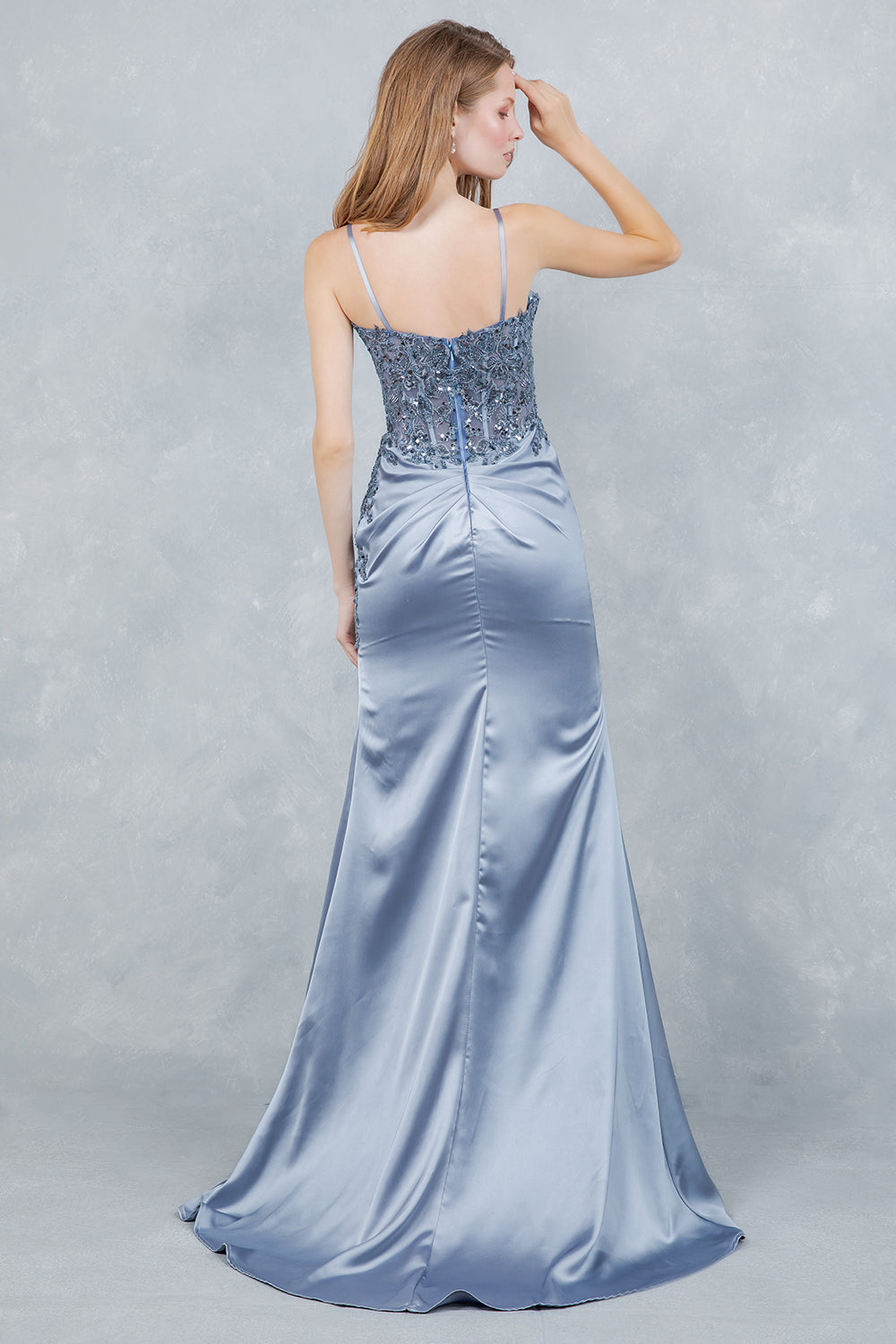 Prom Dresses Long Formal Sequin Lace Prom Dress Cinderella Couture 8377J Dusty Blue