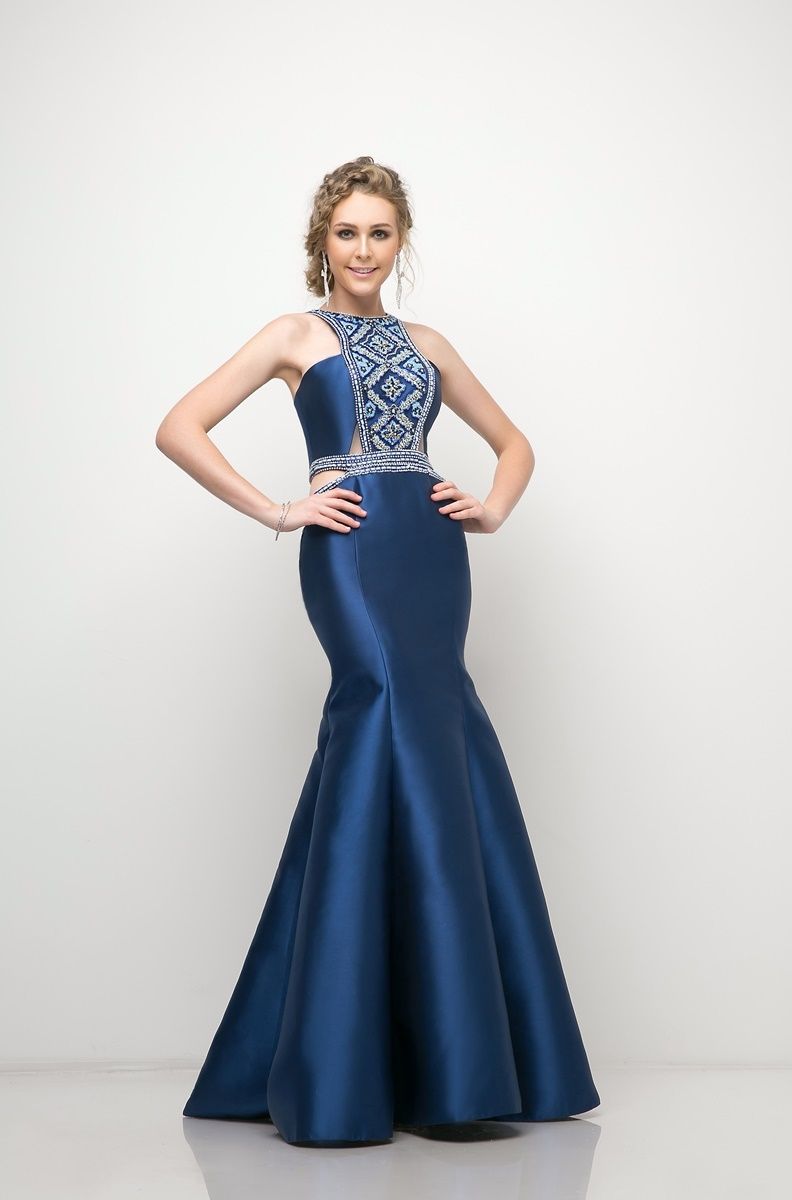 Prom Dresses Mermaid Formal Long Beaded Prom Dress Navy
