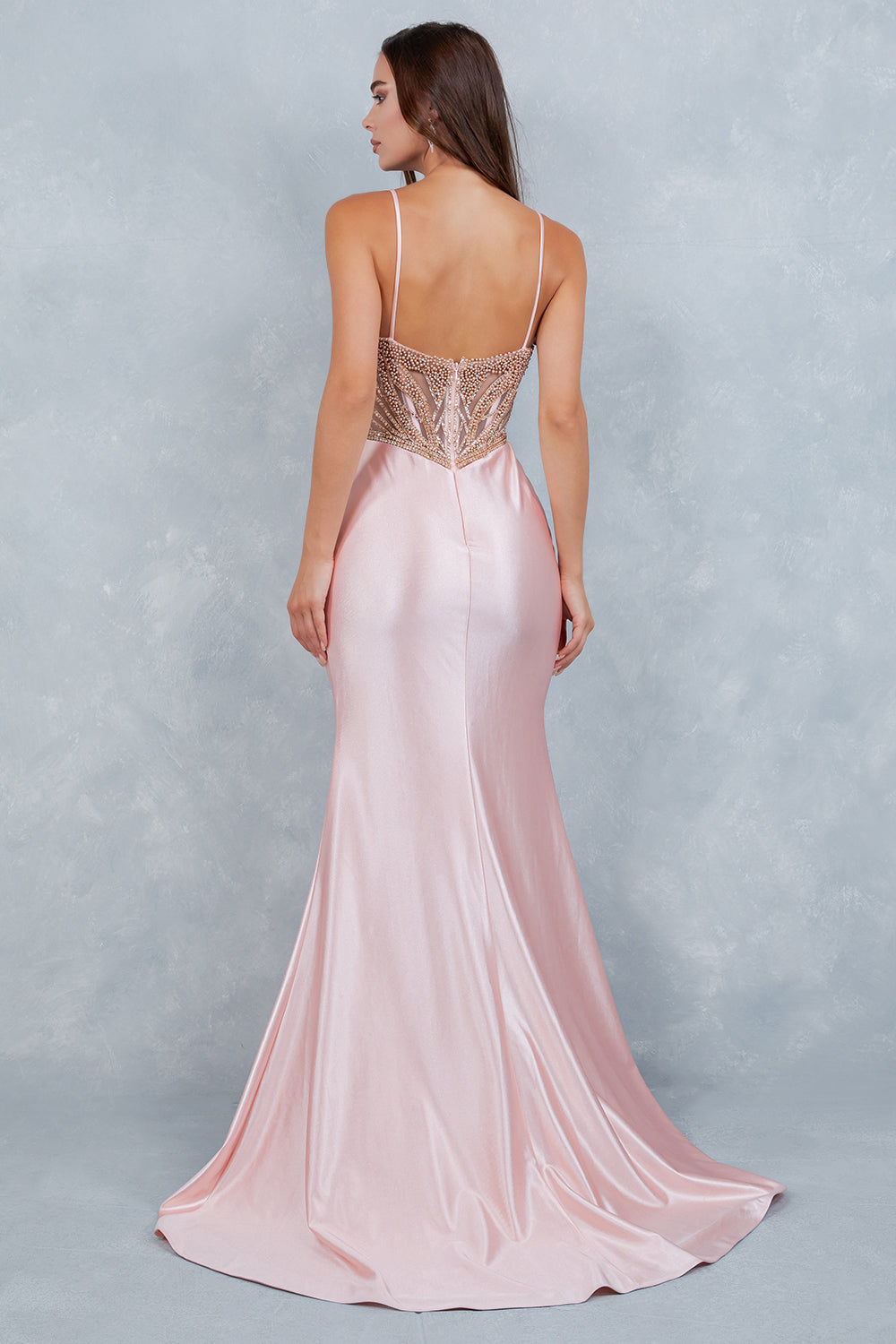 Prom Dresses Long Formal Mermaid Beaded Prom Dress Cinderella Couture 8379J Blush