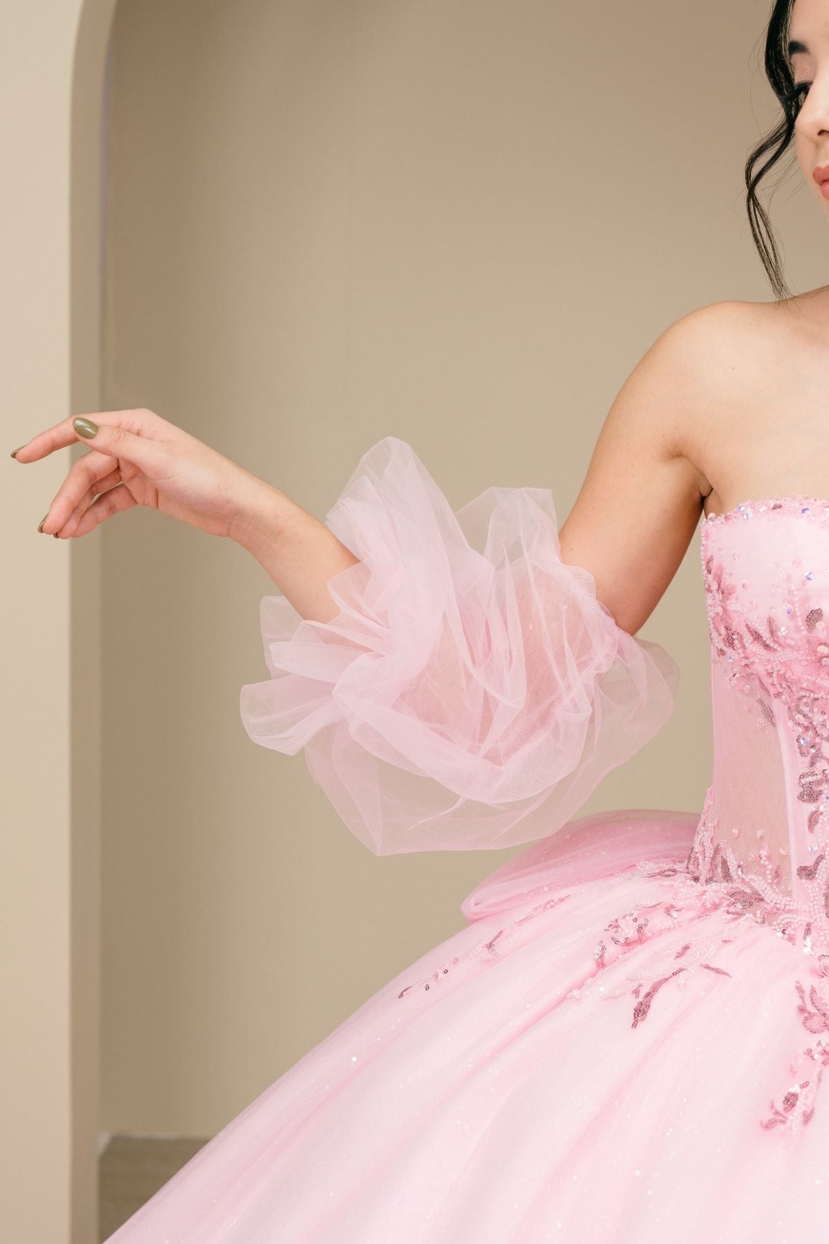 Quinceniera Dresses Long Glitter Corset Quinceanera Dress Cinderella Couture 8380J Pink
