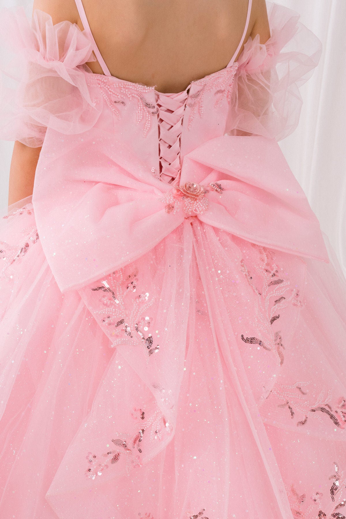 Flower Girl Dresses Applique Lace Beaded Floral Flower Girl Dress Pink