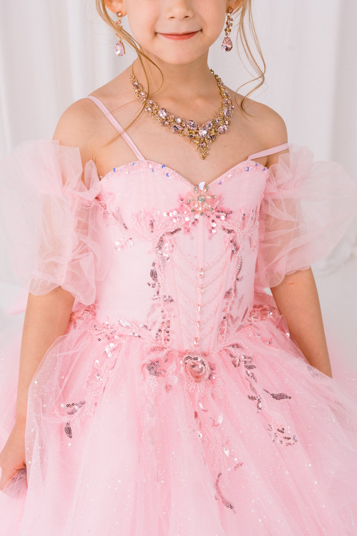 Flower Girl Dresses Applique Lace Beaded Floral Flower Girl Dress Pink