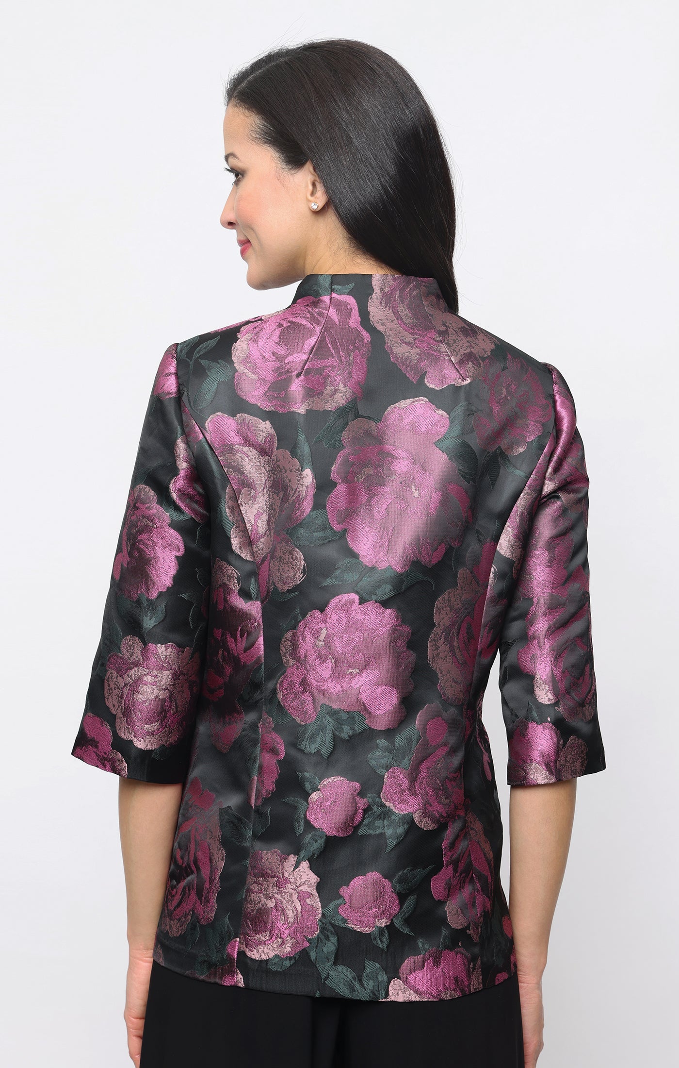Crew/High-Neck Midi Satin Formal Sheath/Column Jacket Alex Evenings 8381310
