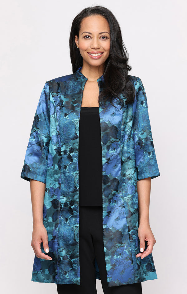 Crew/High-Neck Satin Jacket Formal Fit & Flare Alex Evenings 8481342