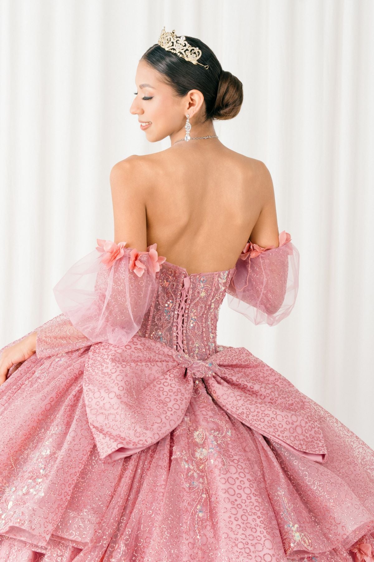 Quinceniera Dresses Beaded Long Sequin Ball Gown Quinceanera Dress Cinderella Couture 8385J Dusty Rose