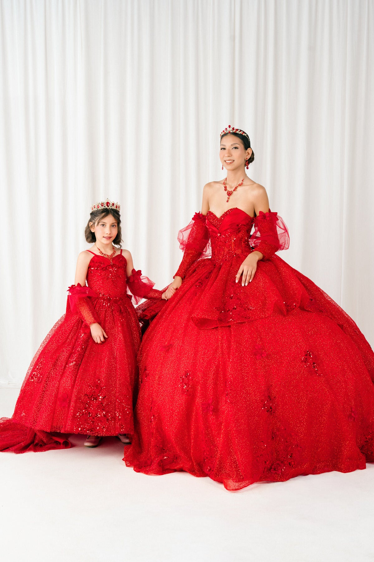 Quinceniera Dresses Beaded Long Sequin Ball Gown Quinceanera Dress Cinderella Couture 8385J Red