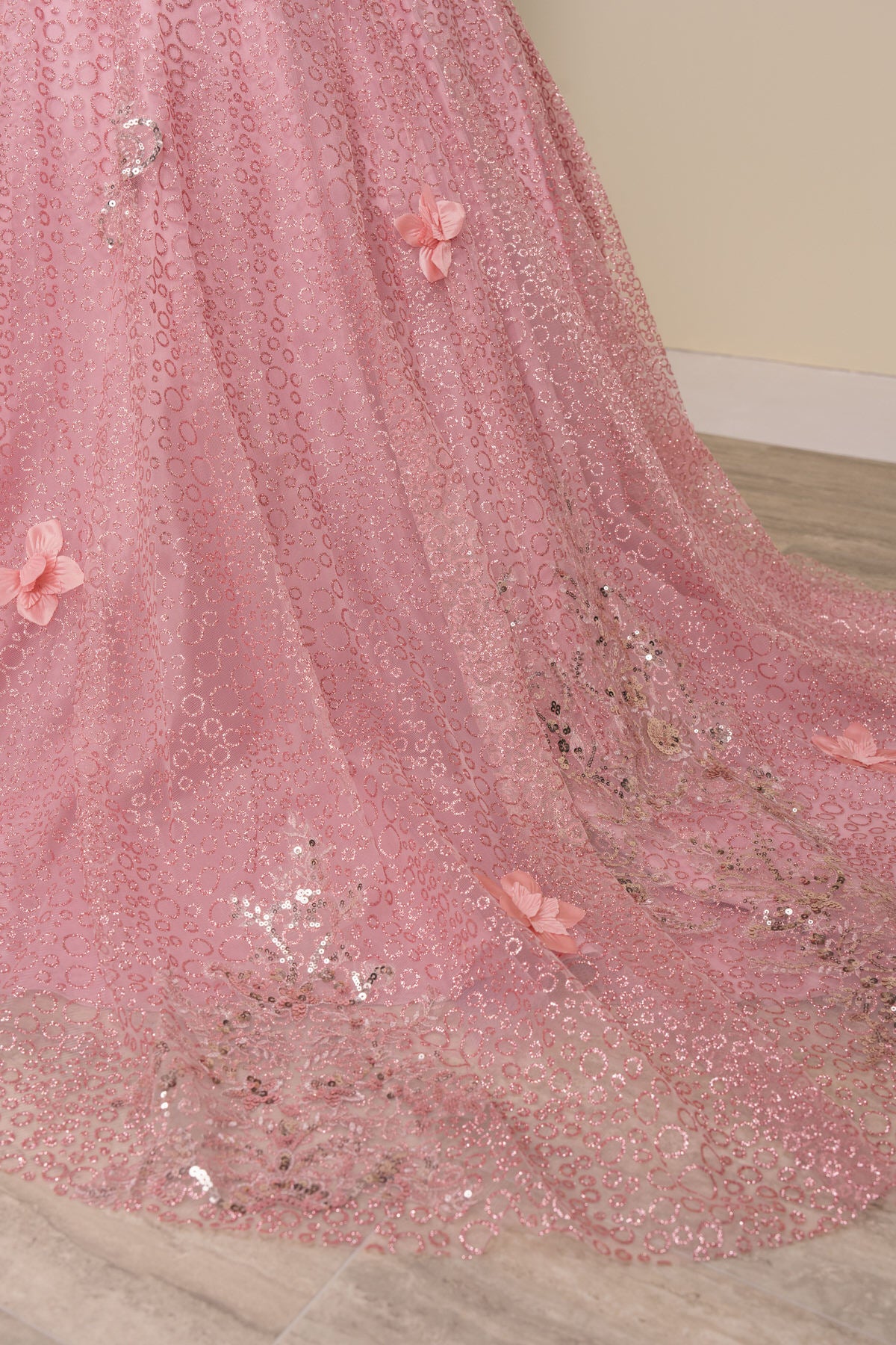 Flower Girl Dresses Applique Glitter Ball Gown Floral Flower Girl Dress Dusty Rose