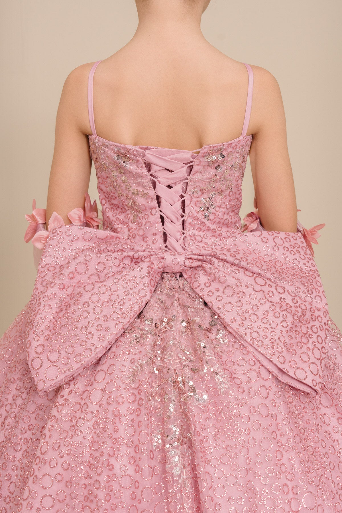 Flower Girl Dresses Applique Glitter Ball Gown Floral Flower Girl Dress Dusty Rose