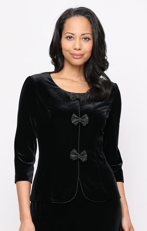 Alex Evenings 83911020 Crew/High-Neck Velvet Formal