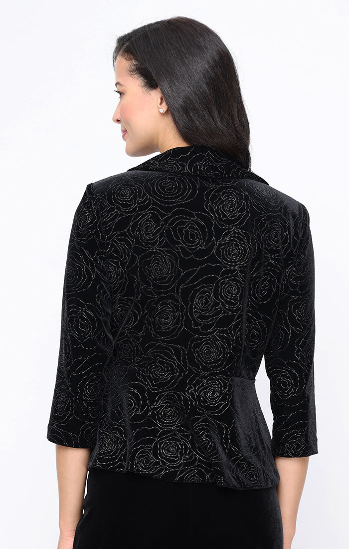 Top Evening Formal Fitted Velvet Top Black