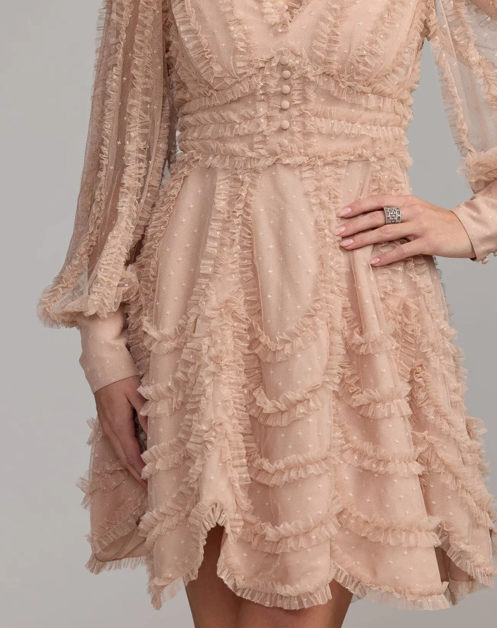V-Neck Mini Tulle Cocktail A-Line Mac Duggal 8392
