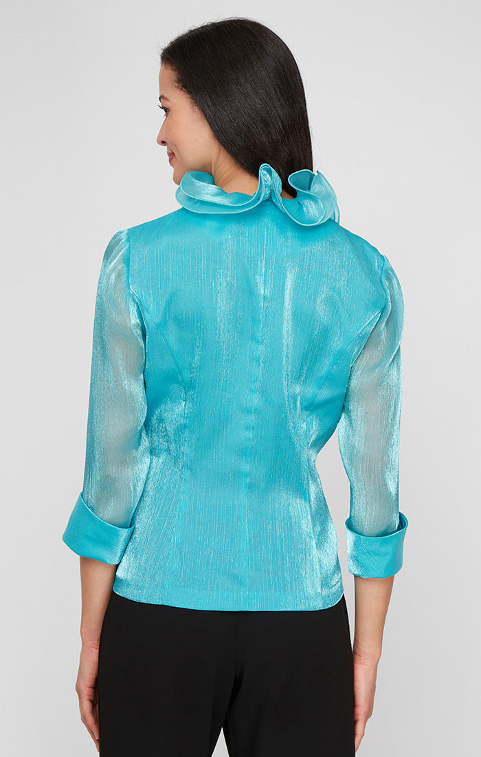 Top Formal Evening Ruffle Top Alex Evenings 8392018 Turquoise