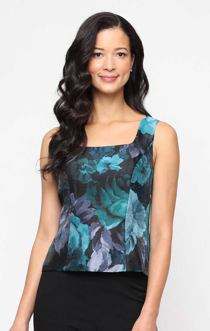 Top Print Evening Formal Top Black Emerald