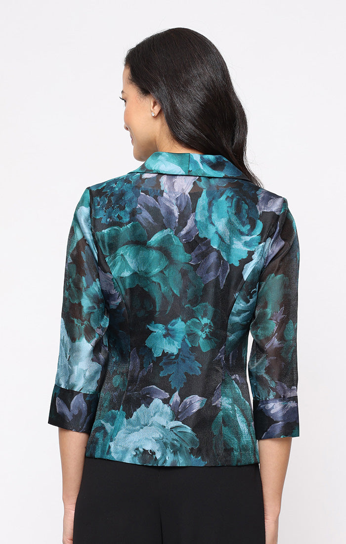 Top Print Evening Formal Top Black Emerald