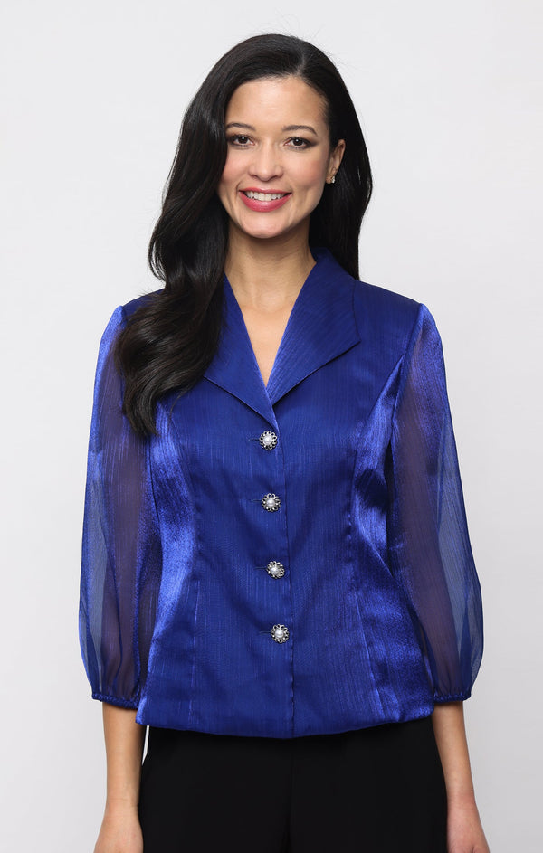 V-Neck Midi Satin Formal Fit & Flare Jacket Top Alex Evenings 8392037