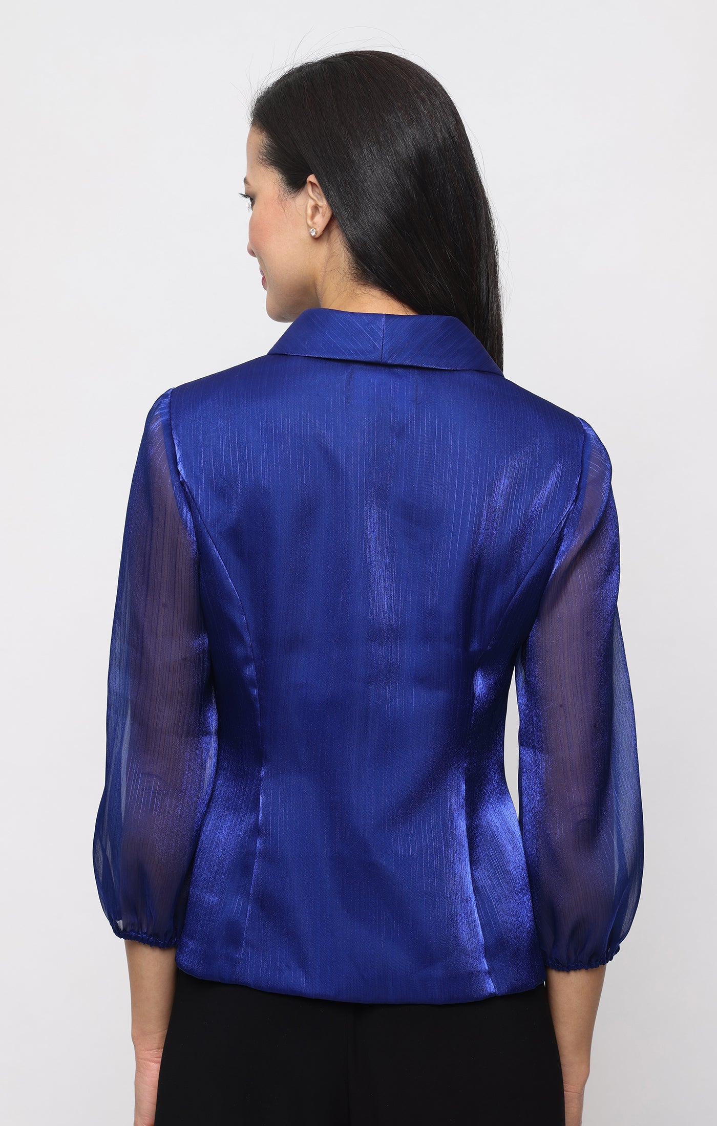 V-Neck Midi Satin Formal Fit & Flare Jacket Top Alex Evenings 8392037