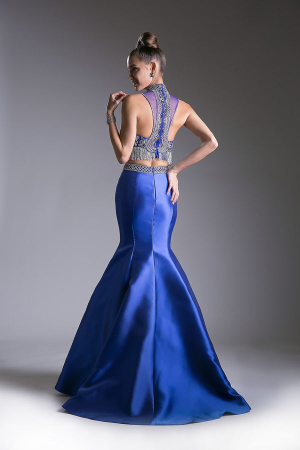 Formal Dresses Two Piece Beaded Formal Prom Long Mermaid Dress Royal