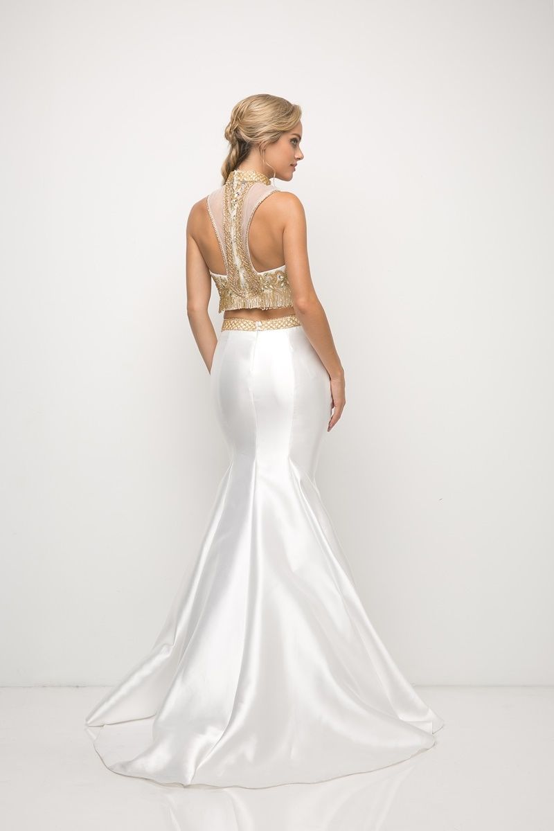 Prom Dresses Mermaid Formal Long Beaded Prom Dress White